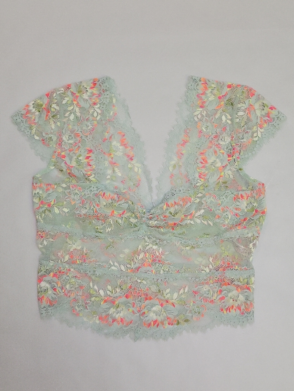 FREE PEOPLE  Intimately - Garden Party Lace Tee Size Large Cap Sleeve Feminine
